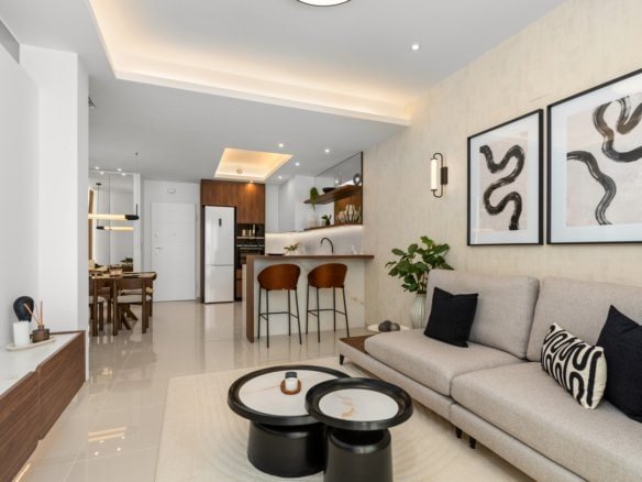 Lichte woonkamer in nieuwbouw penthouse in Ciudad Quesada met toegang tot terras