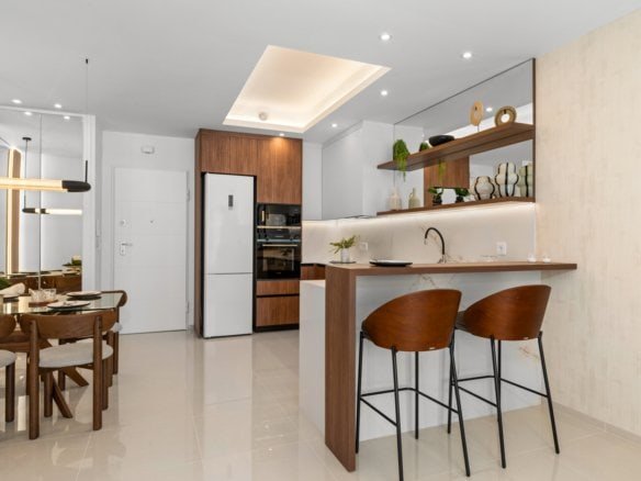 Moderne open keuken in nieuwbouw penthouse Residentie Jazmín in Ciudad Quesada
