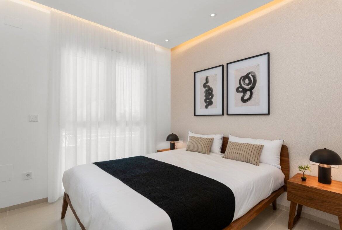 Hoofdslaapkamer in modern nieuwbouw penthouse in Ciudad Quesada Costa Blanca