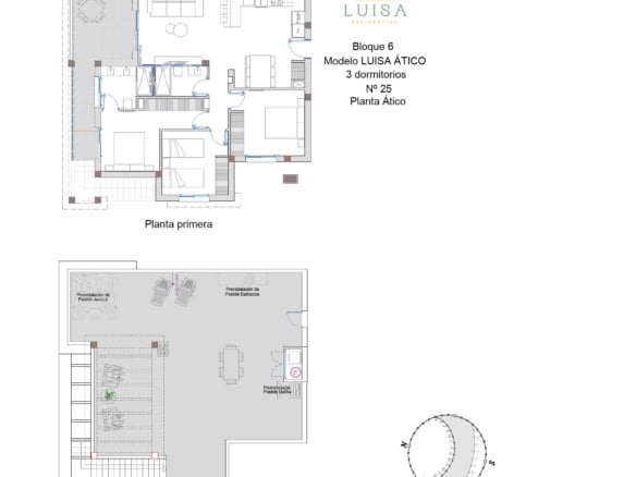 Plattegrond penthouse Residentie Jazmín N25 in Ciudad Quesada met 3 slaapkamers