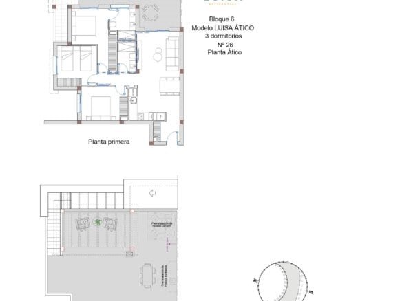 Plattegrond penthouse Residentie Jazmín N26 in Ciudad Quesada met 3 slaapkamers
